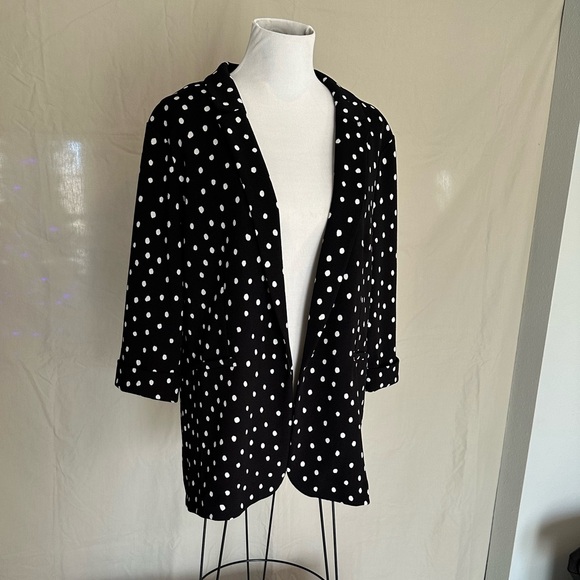 Polka Dot Blazer Maurices Versa Jacket open front black and white XXL elbow - Picture 3 of 16